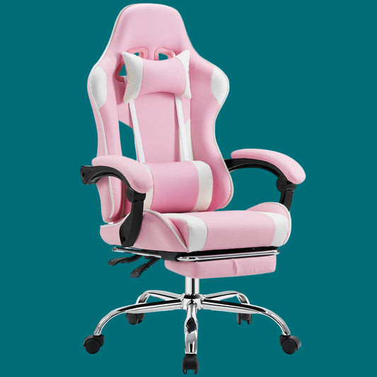 Ergonomic Racing Gaming Chair PU Leather with Adjustable Headrest & Lumbar Support.