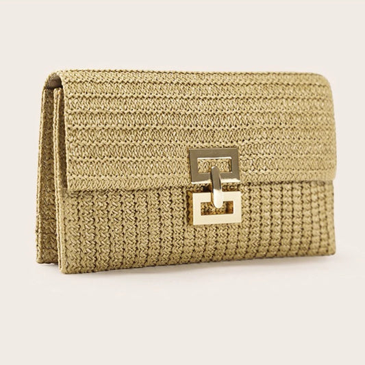 Straw Woven Clutch for Women – Summer Raffia Crochet Rattan Handbag, Party & Beach Evening Bag.