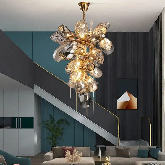 Modern Luxury Stainless Steel LED Suspension Chandelier for Living Room, Bedroom, and Hallway – Indoor Pendant Light with Free Bulb.