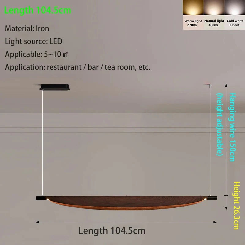 Wabi Sabi Retro Leaf Pendant Light – Minimalist Strip Chandelier for Dining