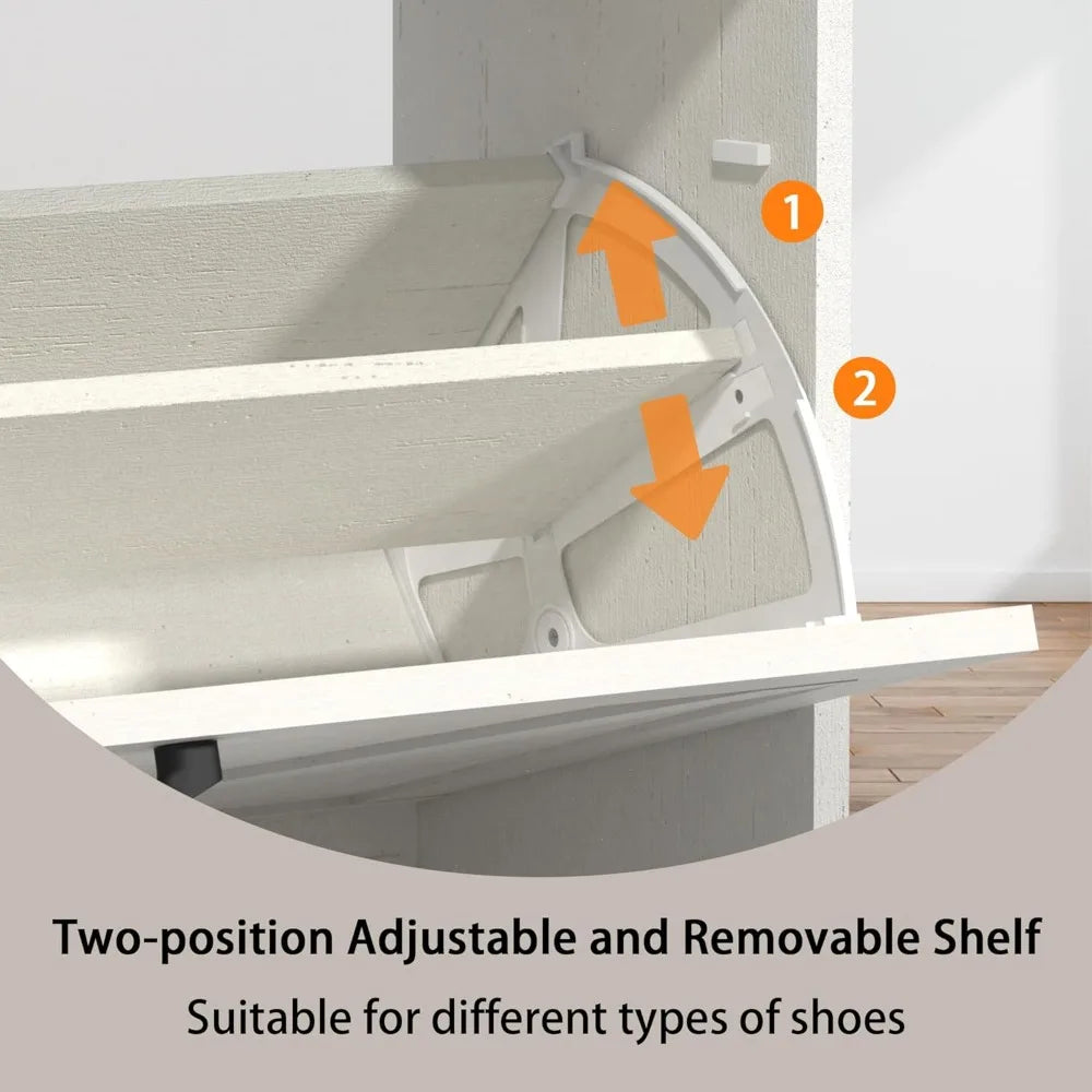 Hidden Shoe Storage Cabinet with 2 Flip Drawers.