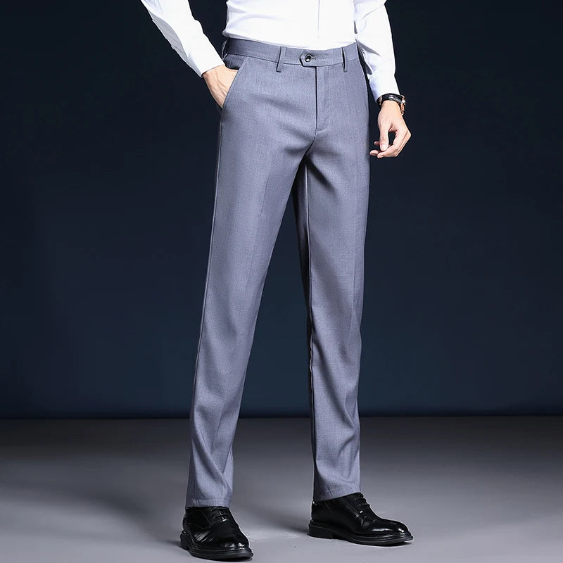 Top Grade Wrinkle Free New Brand Fashion Suit Pant Business Office Trousers For Men Dress Pants Straight Trousers Men's Clothing