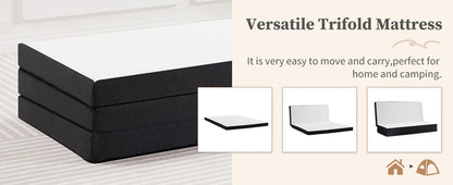 JHK Three-Fold Portable Floor Bed – CertiPUR-US, Travel & Yoga Friendly.