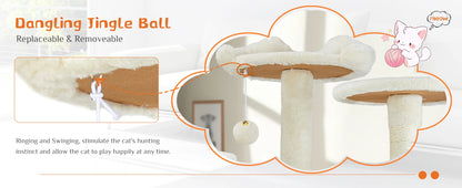 JHK 54" Multi-Level Cat Tree Tower with Sisal Scratching Post.