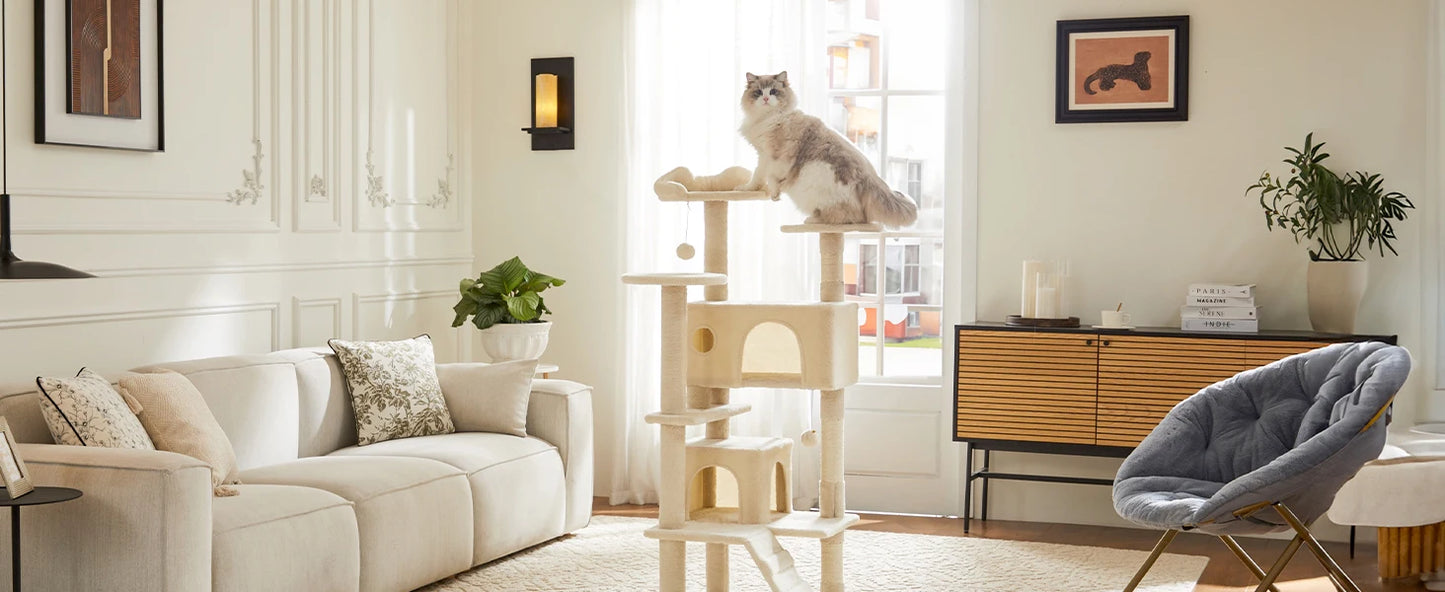 JHK 54" Multi-Level Cat Tree Tower with Sisal Scratching Post.
