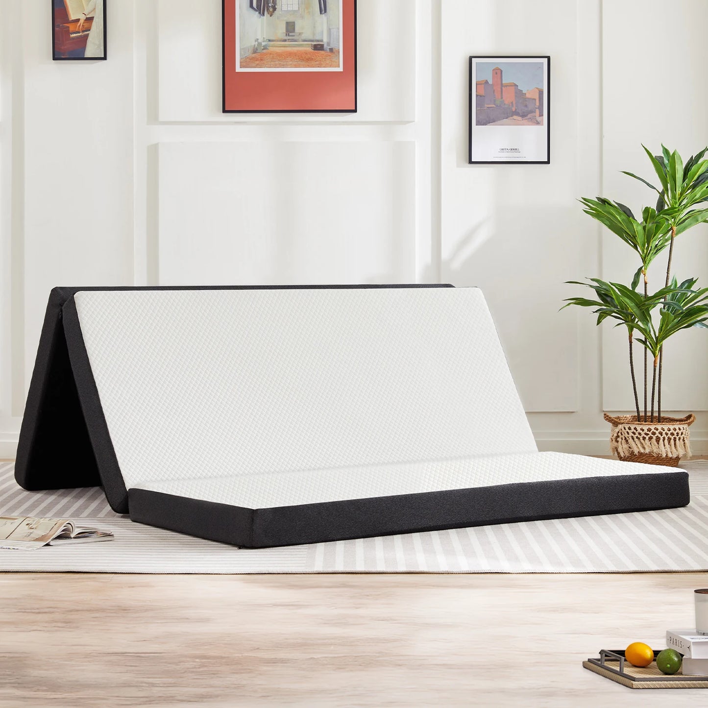 JHK Three-Fold Portable Floor Bed – CertiPUR-US, Travel & Yoga Friendly.