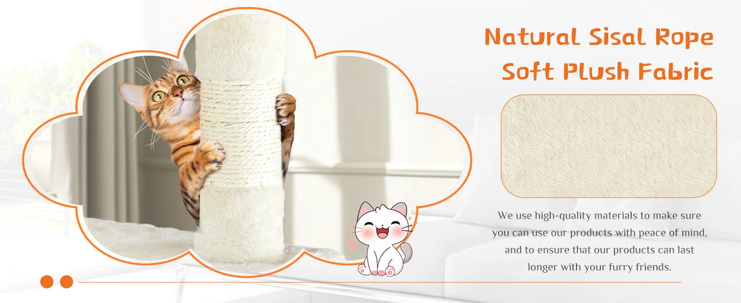 JHK 54" Multi-Level Cat Tree Tower with Sisal Scratching Post.