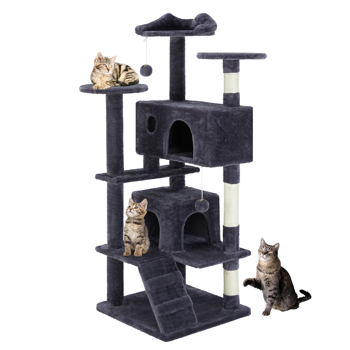 JHK 54" Multi-Level Cat Tree Tower with Sisal Scratching Post.