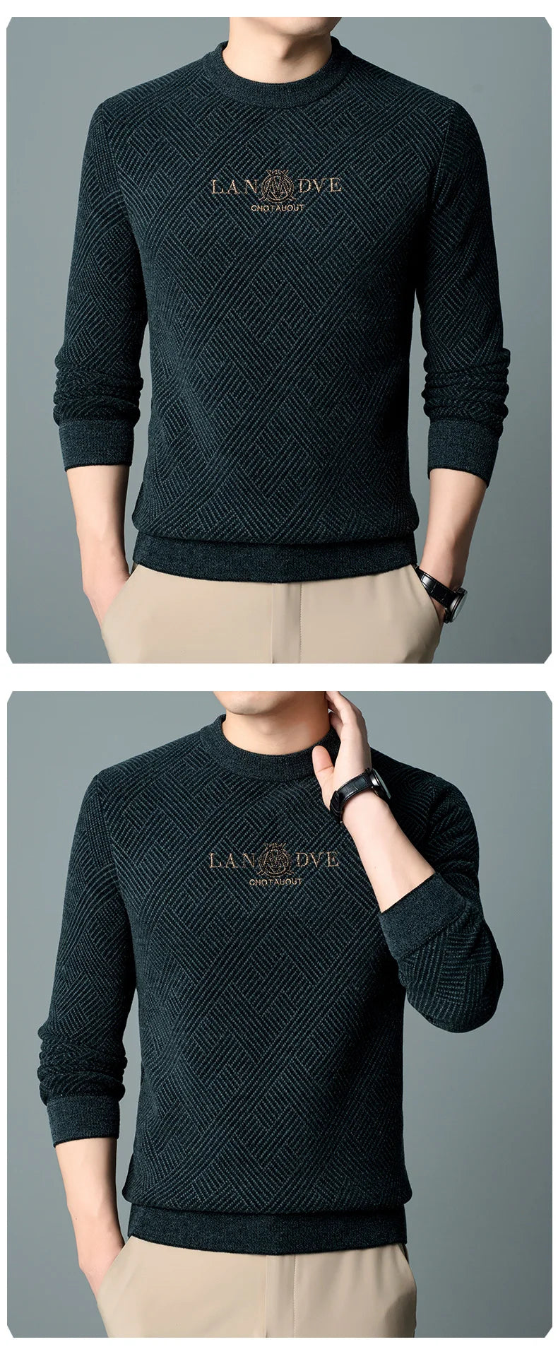 Top Quality Thick Fleece-Lined Warm Men Fashion Brand Autum Winter Knit Pullover Designer Sweater Korean Woolen Casual Jumper