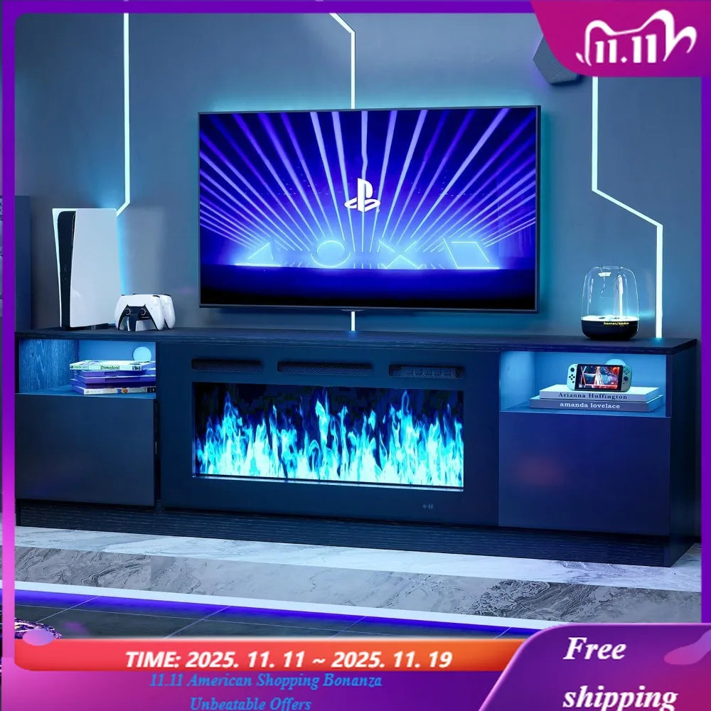 Fireplace TV Stand with 36" Electric Fireplace for TVs up to 80".