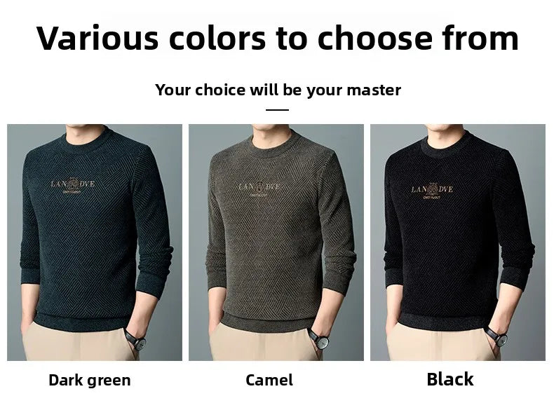 Top Quality Thick Fleece-Lined Warm Men Fashion Brand Autum Winter Knit Pullover Designer Sweater Korean Woolen Casual Jumper