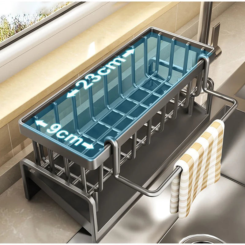 Kitchen Sink Drain Rack Organizer Abs Plastic Self-draining Sink Shelf Soap Sponge Holder Dishcloth Towel Rack Filter Basket