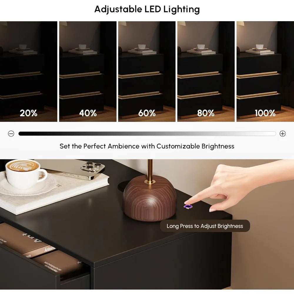 Smart Nightstand with Wireless Charging & LED Light.