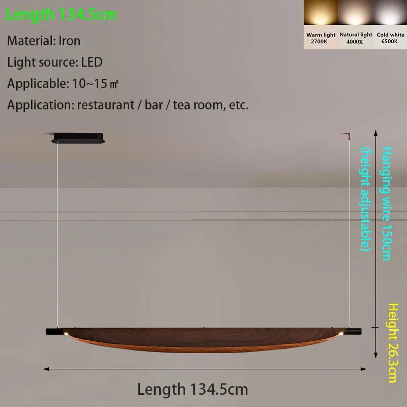 Wabi Sabi Retro Leaf Pendant Light – Minimalist Strip Chandelier for Dining