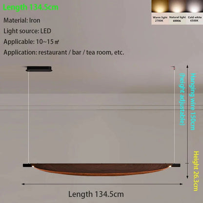 Wabi Sabi Retro Leaf Pendant Light – Minimalist Strip Chandelier for Dining