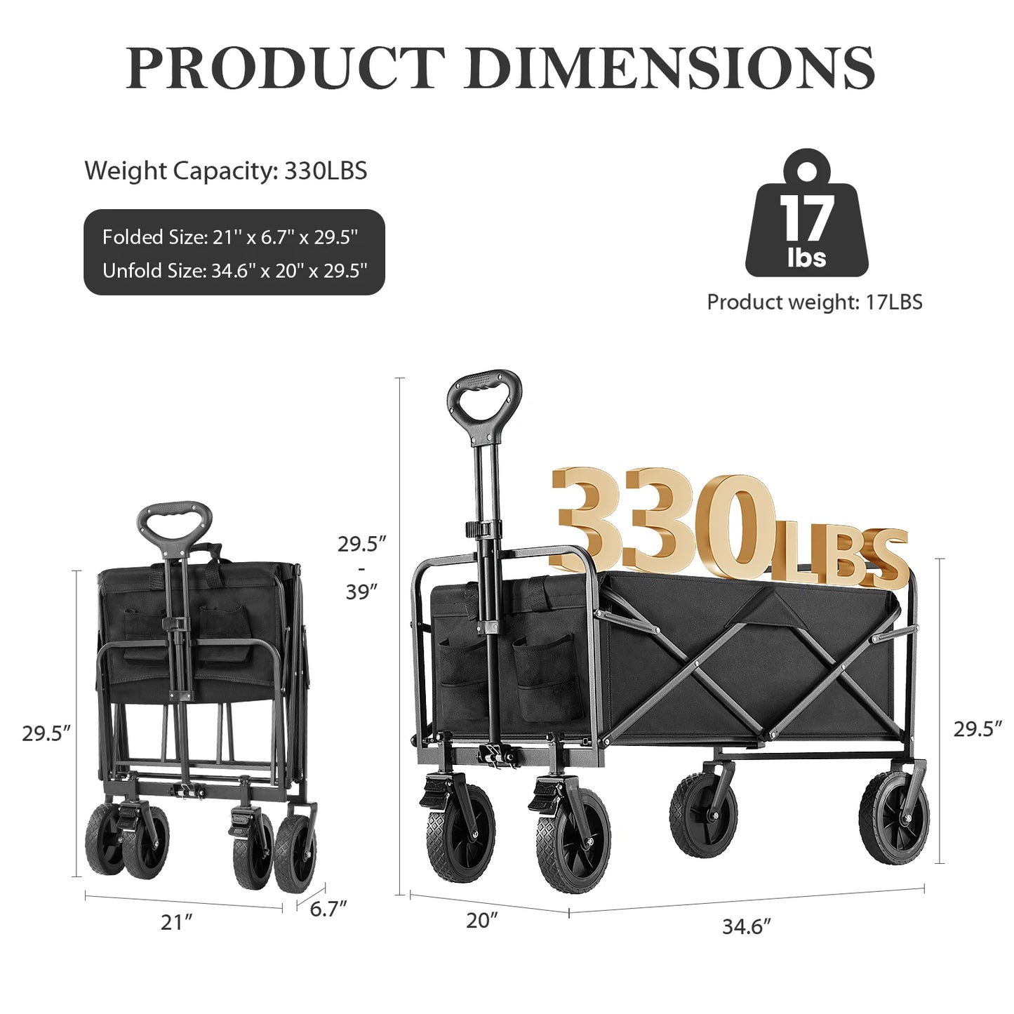 Outdoor Foldable Garden & Beach Cart – Large Capacity Utility Wagon for Shopping, Sports, Camping