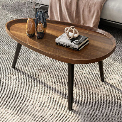LUVODI Irregular Living Room Coffee Table Set Small Drop-shaped Solid Wooden Sofa Side End Table 2-in1 with Triangle Legs