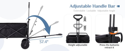 Outdoor Foldable Garden & Beach Cart – Large Capacity Utility Wagon for Shopping, Sports, Camping