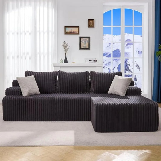 Modular L-Shaped 3-Seat Sectional Sofa – Memory Foam with Deep Seating & Storage.