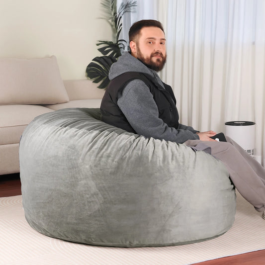 JHK Oversized Bean Bag Chair – 3/4FT Foam Sofa with Removable Cover.