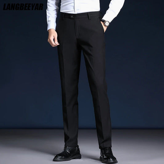 Top Grade Wrinkle Free New Brand Fashion Suit Pant Business Office Trousers For Men Dress Pants Straight Trousers Men's Clothing
