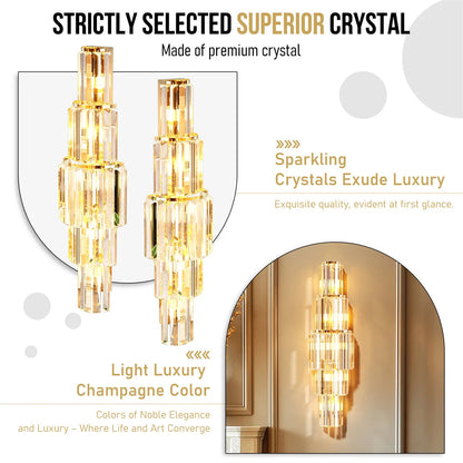 LUVODI Luxury Crystal Wall Lamp 3-Layer Wall Crystal Sconce Light E14 Led Corn Lights