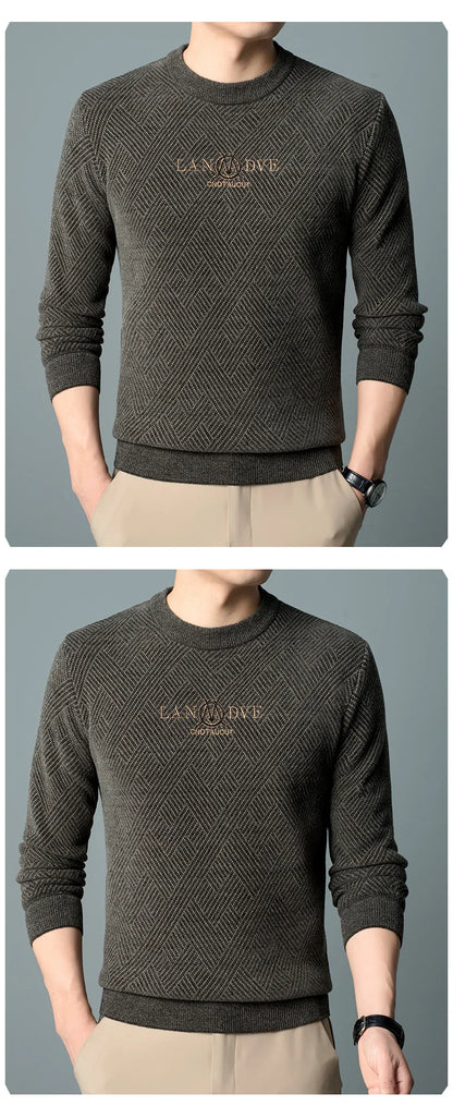 Top Quality Thick Fleece-Lined Warm Men Fashion Brand Autum Winter Knit Pullover Designer Sweater Korean Woolen Casual Jumper