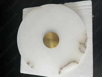 Spanish Marble LED Round Wall Sconce – Brass Bedroom & Living Room Light.