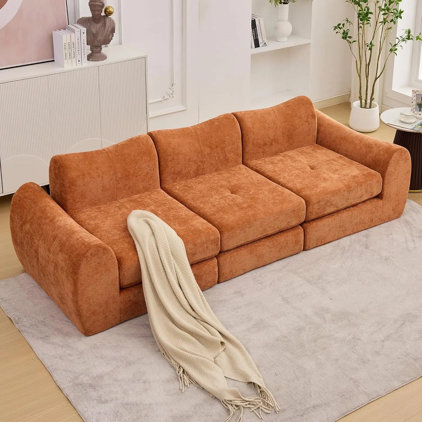 101.6" Modular Sectional Cloud Sofa – 4-in-1 Folding Convertible Sofa Bed, Modular Cushion Couch.