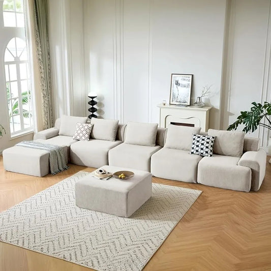 Boneless Modular Sectional Sofa – Plush Corduroy, Convertible Oversized.