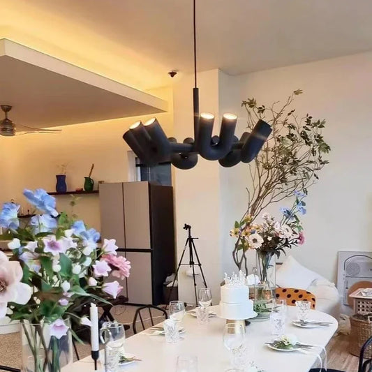 Nordic U-Shaped Iron Chandelier – Modern Minimalist LED Pendant Lamp