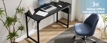 Modern Compact Computer Desk with Side Bag & Headphone Hook – Easy Assembly.