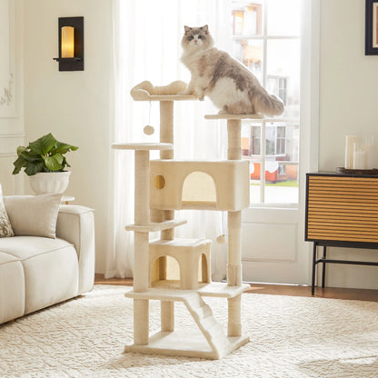 JHK 54" Multi-Level Cat Tree Tower with Sisal Scratching Post.