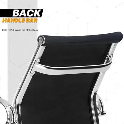 Office Guest Chair – PU Leather Mid-Back Sled Base, Black, Reception & Meeting Room Seating.