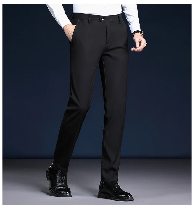 Top Grade Wrinkle Free New Brand Fashion Suit Pant Business Office Trousers For Men Dress Pants Straight Trousers Men's Clothing