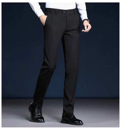 Top Grade Wrinkle Free New Brand Fashion Suit Pant Business Office Trousers For Men Dress Pants Straight Trousers Men's Clothing