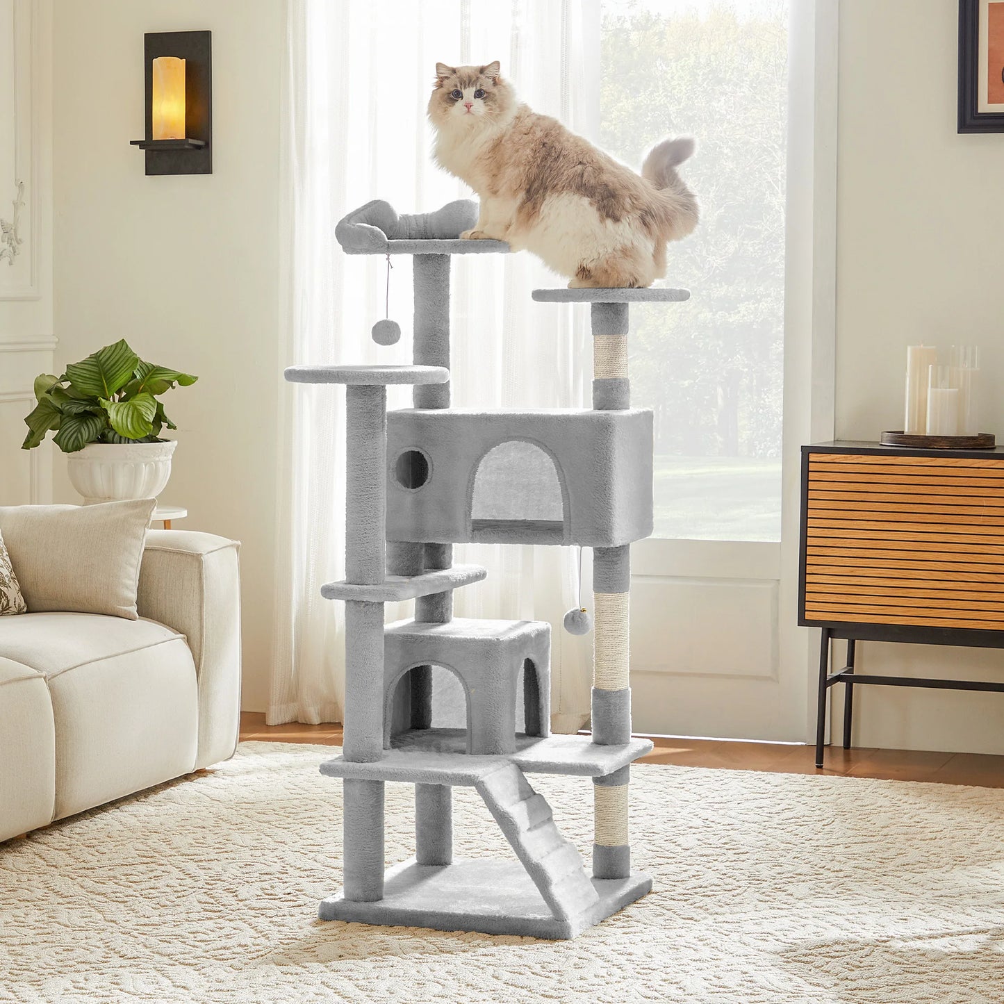 JHK 54" Multi-Level Cat Tree Tower with Sisal Scratching Post.