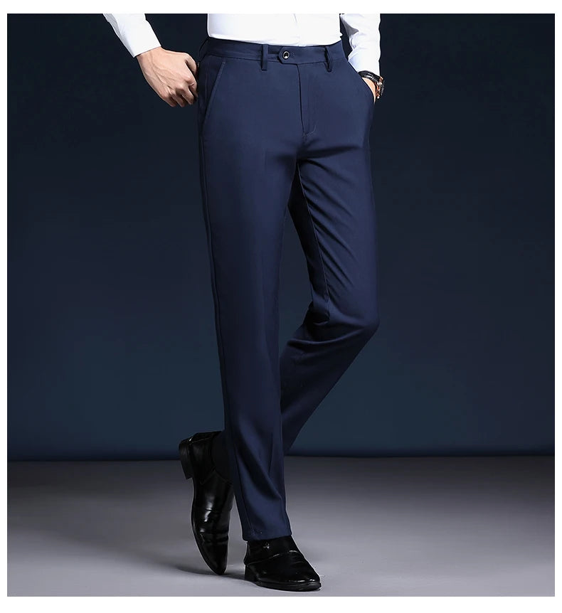 Top Grade Wrinkle Free New Brand Fashion Suit Pant Business Office Trousers For Men Dress Pants Straight Trousers Men's Clothing