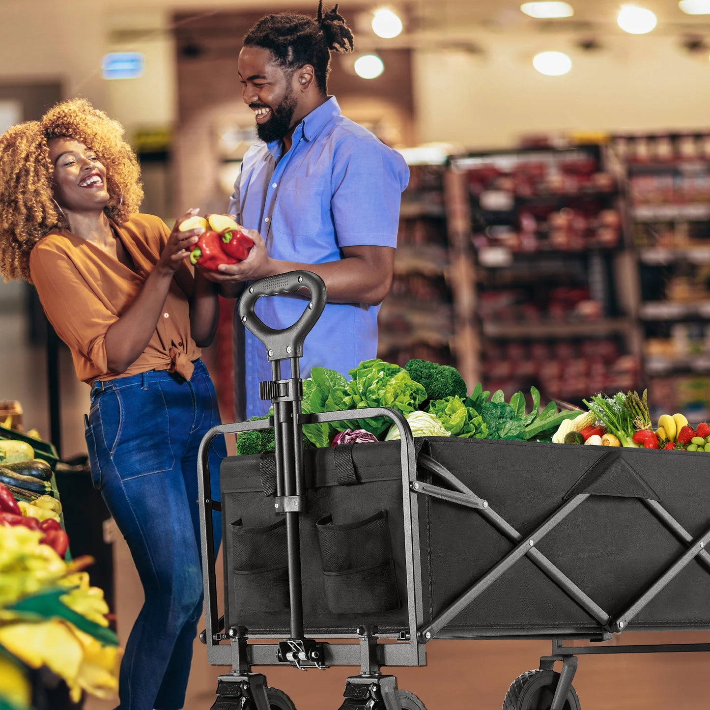 Outdoor Foldable Garden & Beach Cart – Large Capacity Utility Wagon for Shopping, Sports, Camping