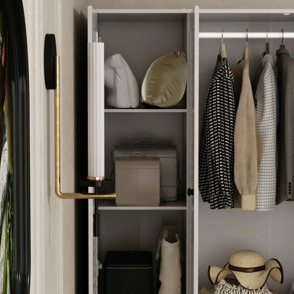 👉 Modern 4-Door Wardrobe Closet with Shelves, Drawers – Spacious Armoire Storage Cabinet