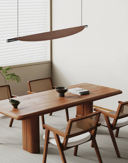 Wabi Sabi Retro Leaf Pendant Light – Minimalist Strip Chandelier for Dining