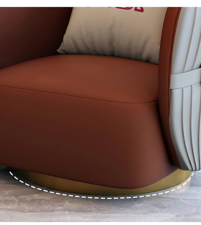 Brown armchair with a pillow on a white background