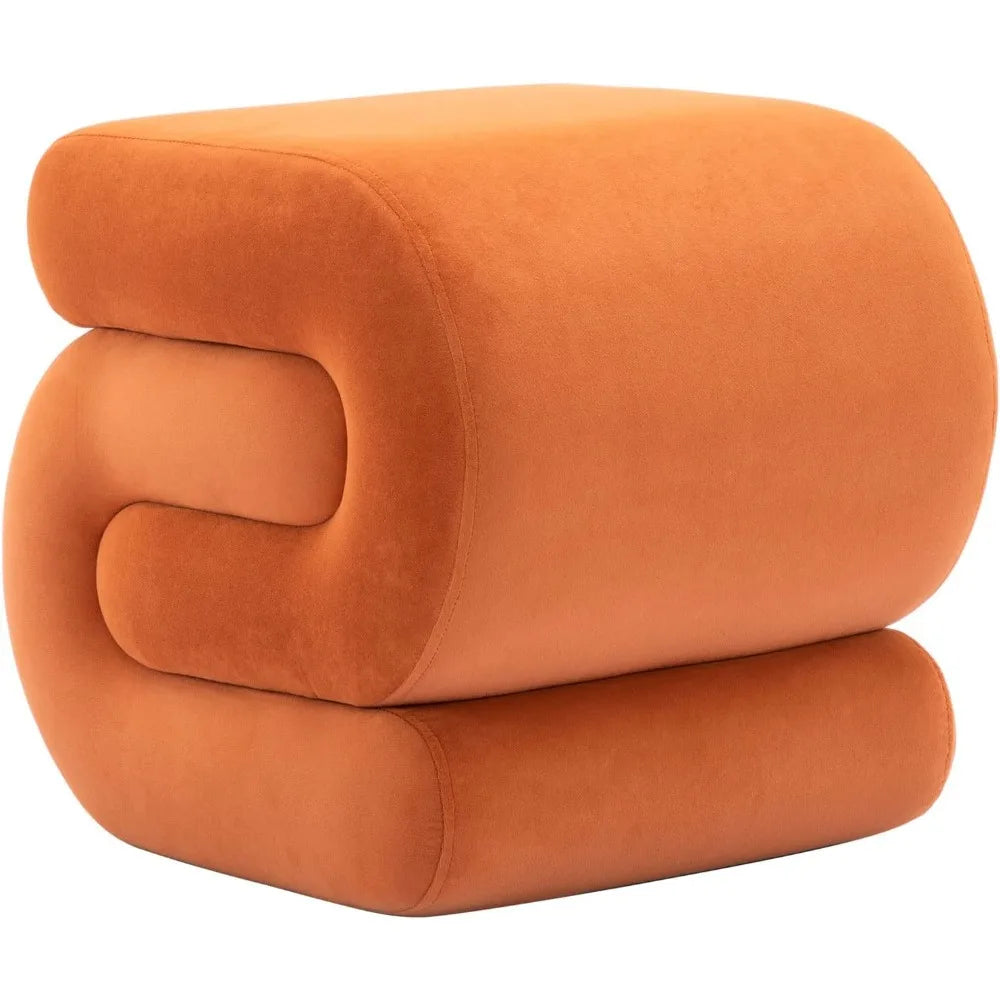 Velvet Vanity Stool – Modern S-Shaped Pouf Ottoman Footrest & Makeup Chair.