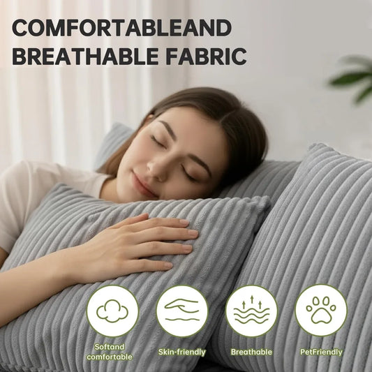 130" Boneless Modular Sectional Sofa – Corduroy U-Shaped with Chaise.