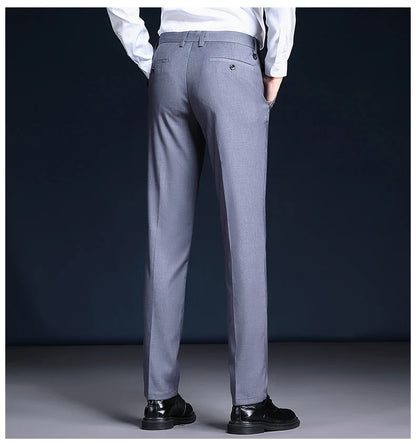 Top Grade Wrinkle Free New Brand Fashion Suit Pant Business Office Trousers For Men Dress Pants Straight Trousers Men's Clothing