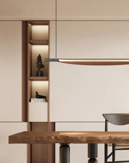 Wabi Sabi Retro Leaf Pendant Light – Minimalist Strip Chandelier for Dining