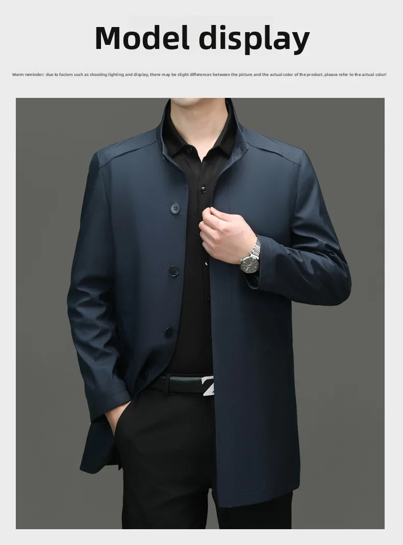 High End Anti Wrinkle New Brand Business Casual Fashion Slim Fit Trench Coats Spring Autumn Overcoat Long Jacket Outercoat