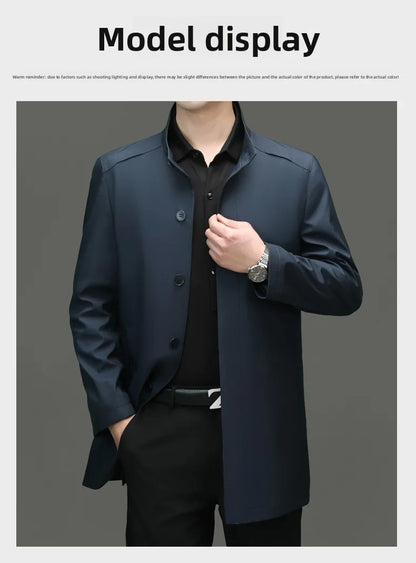 High End Anti Wrinkle New Brand Business Casual Fashion Slim Fit Trench Coats Spring Autumn Overcoat Long Jacket Outercoat