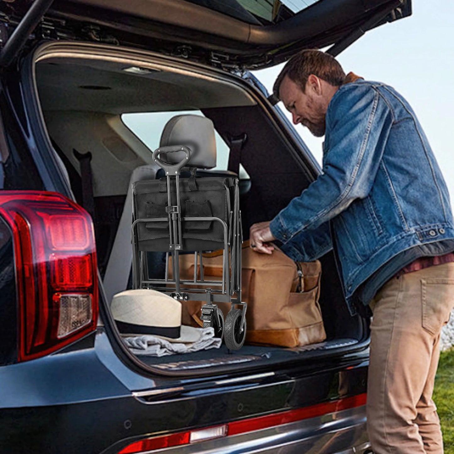 Outdoor Foldable Garden & Beach Cart – Large Capacity Utility Wagon for Shopping, Sports, Camping