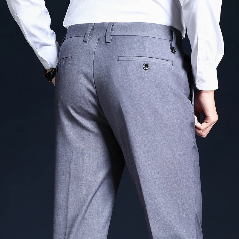 Top Grade Wrinkle Free New Brand Fashion Suit Pant Business Office Trousers For Men Dress Pants Straight Trousers Men's Clothing